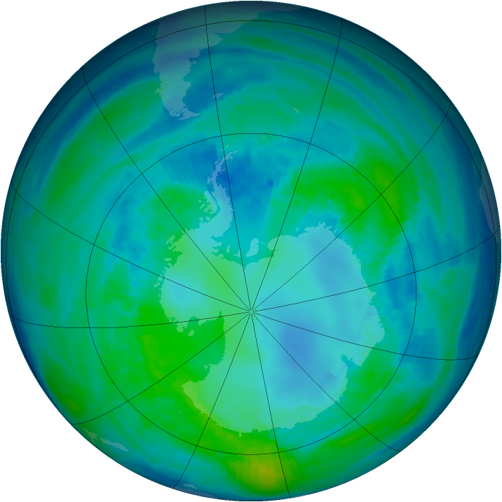 Antarctic ozone map for 23 April 1993